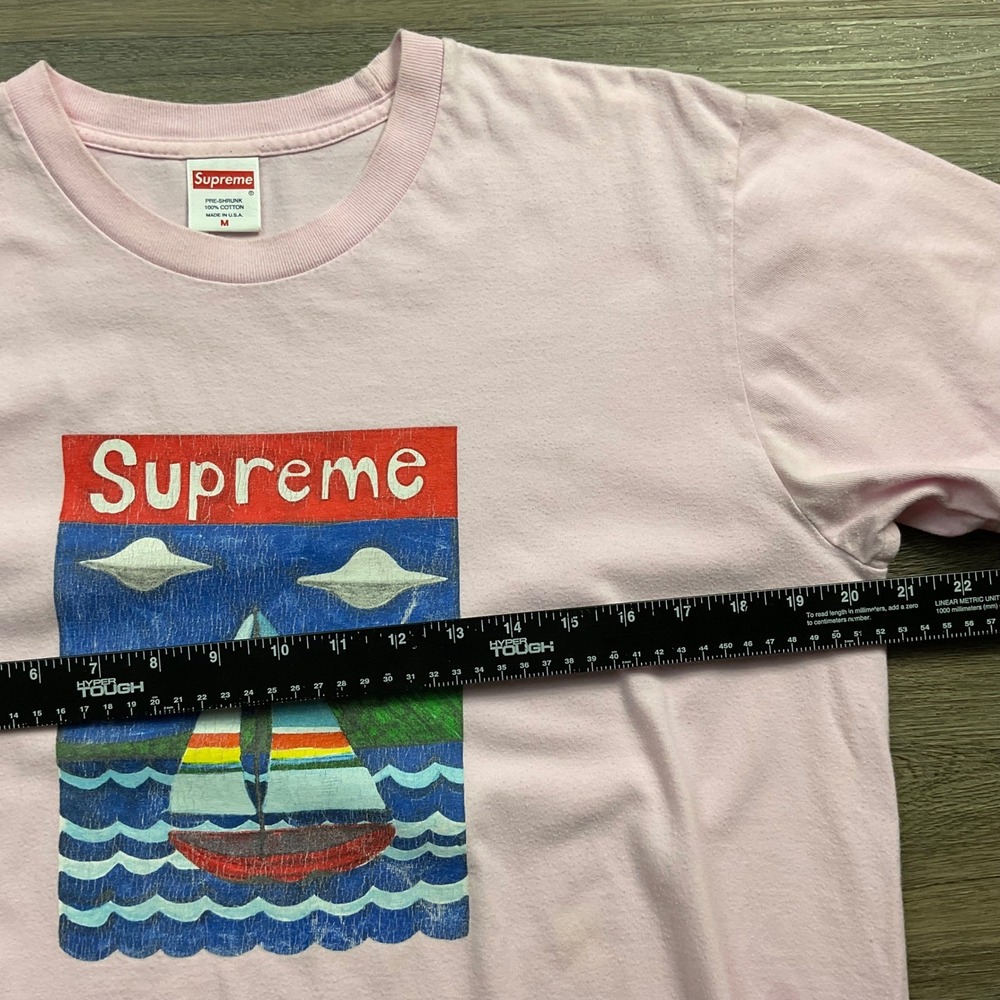 Supreme Sailboat UFO Graphic T-Shirt  Light Pink Mens Medium Made in USA Cotton - Picture 7 of 8
